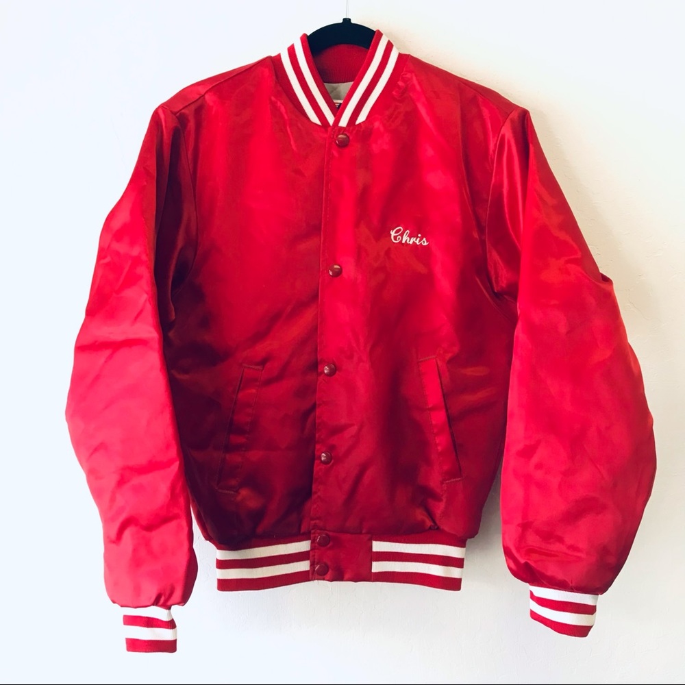 Vintage Red Bomber Jacket - Picture 8 of 13